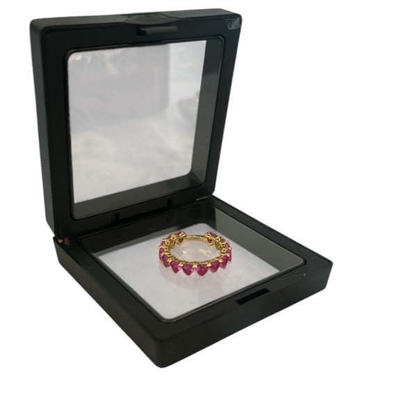 Alliance Multi Crystal Mini Rose Heart 9 carat Moissanite 925 Gold Ring - Picture 7 of 10